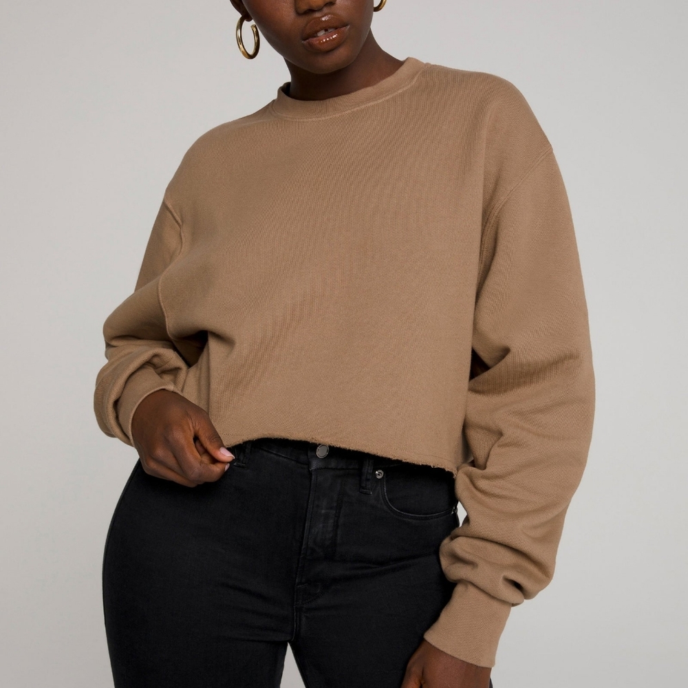NWOT Good American Cropped and Cool Sweatshirt Sz 3 (Large) - Picture 1 of 7